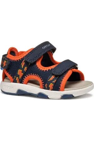 Geox B Multy Boy A Sandal, Navy/Orange, 27 EU