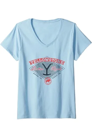Yellowstone Damen Logo der Dutton Ranch T-Shirt mit V-Ausschnitt