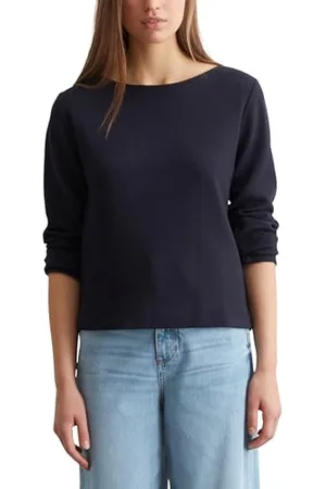 Marc O’ Polo Marc OߴPolo Damen Sweatshirt mit U-Boot-Ausschnitt Regular Fit, Blau , XL