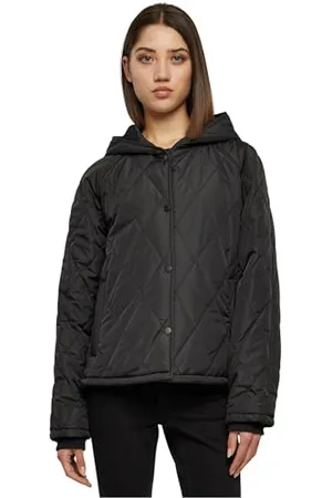 Urban classics Damen TB6067-Ladies Oversized Diamond Quilted Hooded Jacket Jacke, Black, M