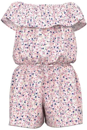 NAME IT Mädchen Nkfvinaya Ss Playsuit Fffff Noos, White Alyssum/Print:Flower, 152