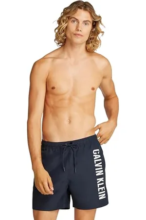 Calvin Klein Herren Badehose Medium Drawstring mit Tunnelzug, Blau (Dark Sapphire), L
