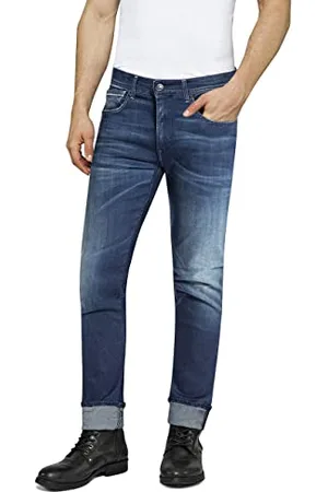 Replay Herren Jeans Grover Straight-Fit Hyperflex mit Stretch, (Blau), 30W / 34L