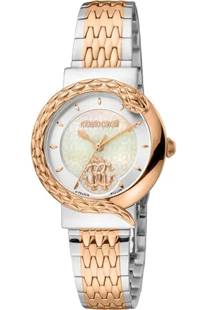 Roberto Cavalli Damen Analog Quarz Uhr mit Edelstahl Armband RV1L156M1111