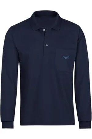 Trigema Herren Langarm Poloshirt, Blau ( 046), S