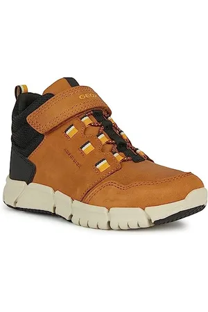 Geox J FLEXYPER Boy B ABX Ankle Boot, Brown/DK Yellow, 35 EU