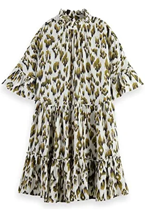 Scotch&Soda Damen Short with Ruffle Sleeve Detail Casual Dress, Brushed Ikat Army Green, 38