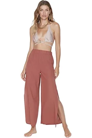 Trendyol Damen Strandhose mit hoher Taille und weitem Bein Hose, , 60