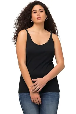 Ulla Popken Damen Ripptop mit V-Ausschnitt Top, , 58-60