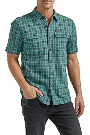 Lee Herren-Arbeitshemd Extreme Motion, klassisch, klassisch, Kurze Ärmel, Button-Down, Arbeitshemd, Extreme Bewegung, Allzweck-Arbeitshemd, Klassische Passform, kurzärmelig, Button-Down-Arbeitshemd