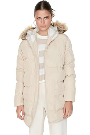 Trendyol Damen Damen Oversize Puffer Plain Webstoff Winterjacke Coat, , XS EU