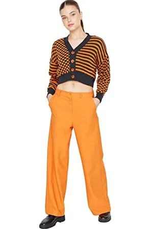 Trendyol Damen Herren Hoher Bund Wide Leg Hose Pants, , 42 EU
