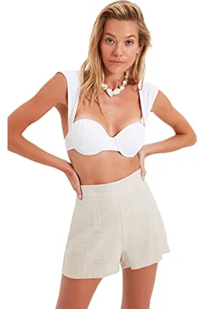 Trendyol Damen Linen Textured Shorts. Casual Shorts, Mehrfarbig, 38 EU