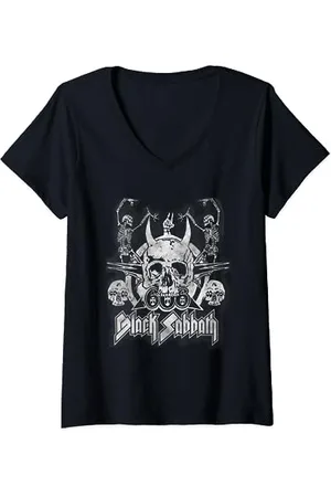 Black Sabbath Offizielles Vintage-Tanzkelett T-Shirt mit V-Ausschnitt