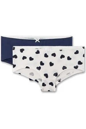 Sanetta Mädchen-Cubrief (Doppelpack) Off-White & dunkelblau | Hochwertige und nachhaltige Unterhose für Mädchen aus Baumwoll-Mix. Inhalt: 2er Set Unterwäsche für Mädchen 164