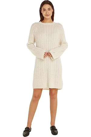 Tommy Hilfiger Damen Kleid Soft Wool C-Neck Langarm, , XL