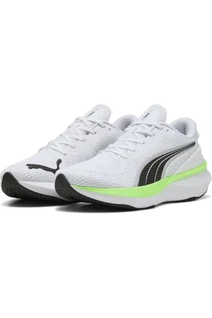 PUMA Unisex SCEND PRO 2 Straßen-Laufschuh, White Black-Green Glare, 42.5 EU