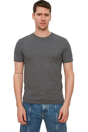 Trendyol Herren Basic Herren Slim Fit 100% Baumwolle Kurzarm Fahrrad T-Shirt, , S