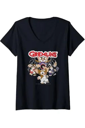 Gremlins Damen Rock Band T-Shirt mit V-Ausschnitt