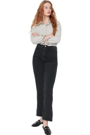 Trendyol Damen Women Basics High Waist Straight Leg Bootcut & Flared Jeans Hose, , 36 EU