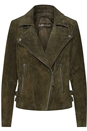 Freaky Nation Damen Taxi Driver-FN Lederjacke, olivgrün, M