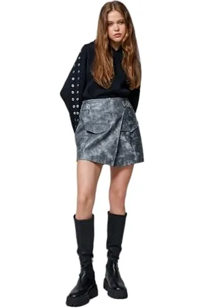 Koton Women Faux Leather Envelope Mini Skort
