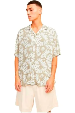 JACK & JONES Herren JORLUKE Party AOP Shirt SS BLK Kurzarmhemd 12251079, ,S