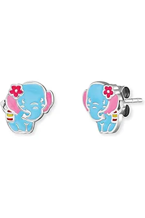 HERZENGEL Mädchen Kinder Ohrstecker Ohrringe aus Sterling Silber mit blauem Elefant aus Emaille - Steckverschluss - nickelfrei