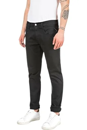 Replay Herren Jeans Anbass Slim-Fit Hyperflex Colour X-Lite mit Stretch, Schwarz , 36W / 36L