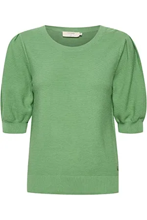 Cream Damen Knitwear 3/4 Balloon Sleeves Sweater, , XL