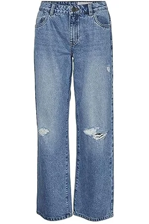 Noisy May Damen Loose Fit Jeans mit Rissen und Löcher Weite Denim Hose NMAMANDA Distressed Pants, Farben:Blau, Größe:26W / 30L, Z-Länge:L30