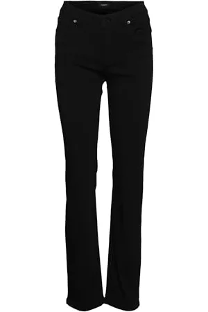 VERO MODA Damen VMDAF MR Straight VI1137 NOOS Jeans, Black, One Size