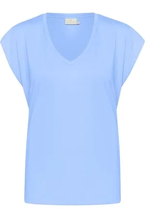 Kaffe T-Shirt KAlise Damen T-Shirt Kurzarm V-Ausschnitt Basic Shirt XL