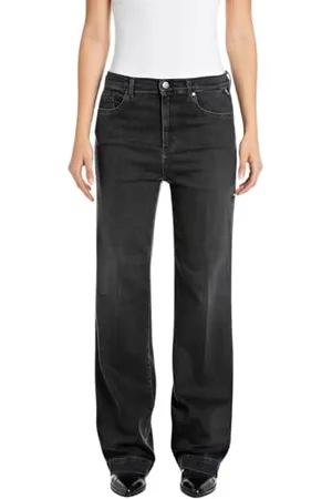 Replay Damen Jeans Melja Straight-Fit, Schwarz (Black 098), 33W / 34L