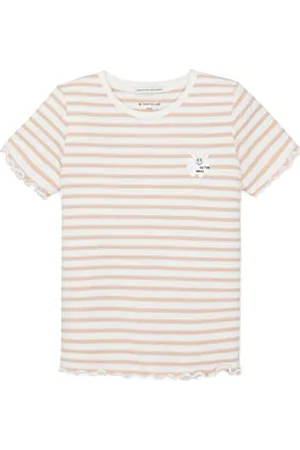 TOM TAILOR Mädchen Kinder T-Shirt mit Muster 1035165, Weiß, 104-110