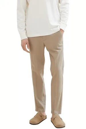 TOM TAILOR Herren Relaxed Tapered Fit Leinen Chino Hose, , M