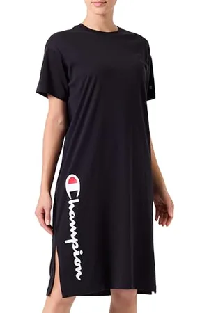 Champion Damen Legacy Icons W-Relaxed Vertical Logo S/S Crewneck Lässiges Kleid, , L