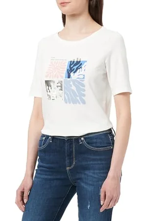 QS by s.Oliver Damen 2144441 T-Shirt mit Frontprint, , 32