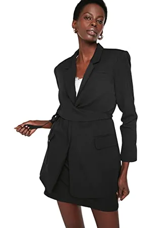 Trendyol Damen Women Bomber Lapel collar Plus Size Regular Fit Bomberjacken Reverskragen Woven Jacket, Black, 38
