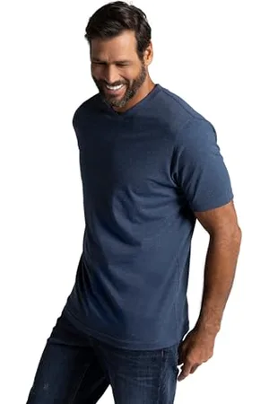 JP 1880 Herren große Größen Übergrößen Menswear L-8XL T-Shirt, Basic, V-Ausschnitt, bis 8XL Mittelblau Melange L 702415731-L