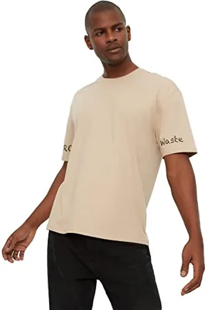 Trendyol Herren Herrenübergroße Passform 100% Bio-baumwoll-rundhals-kurzarm-kurzarm-t-shirt T Shirt, , S EU