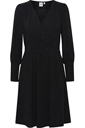 Ichi IHNELLY DR Damen Freizeitkleid Kleid Minikleid Pailletten Langarm V-Ausschnitt Regular-Fit, Größe:XS, Farbe: