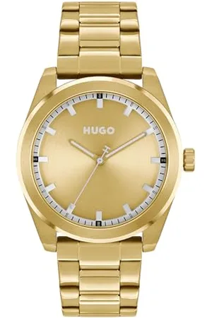 HUGO BOSS Analog Quarzuhr für Herren Kollektion #Bright mit Goldfarben Edelstahlarmband - 1530354