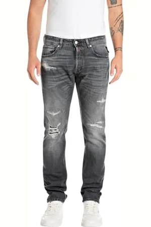 Replay Herren Jeans Grover Straight-Fit Original, Grau , 30W / 30L