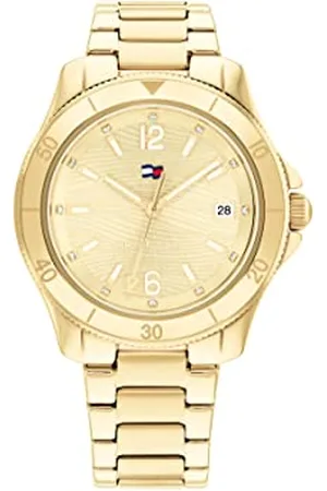 Tommy Hilfiger Analog Quarzuhr für Damen mit Gelbgoldfarbenes Edelstahlarmband - 1782513