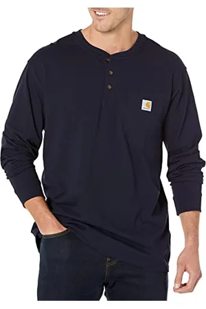 Carhartt Herren Loose Fit, schweres, langärmliges Pocket Henley-T-Shirt, , M