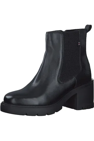 QS by s.Oliver Damen Chelsea Boots aus Leder mit Blockabsatz, (Black), 38 EU
