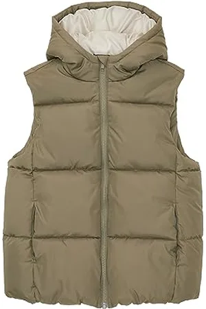 TOM TAILOR Jungen 1038535 Puffer Weste mit Kapuze, 10415-Dusty Olive Green, 128