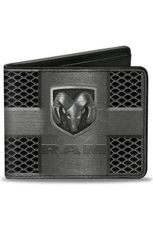 Buckle PU Bifold Wallet – RAM Logo Grill Silber/schwarz
