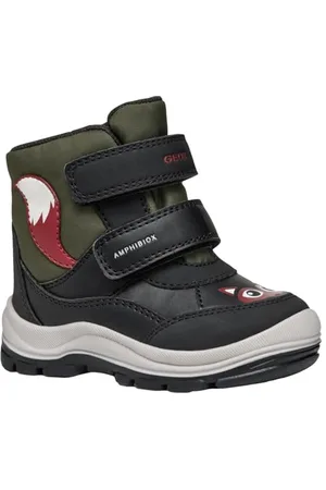 Geox Baby-Jungen B FLANFIL Boy B ABX Snow Boot, Black/DK Green, 20 EU